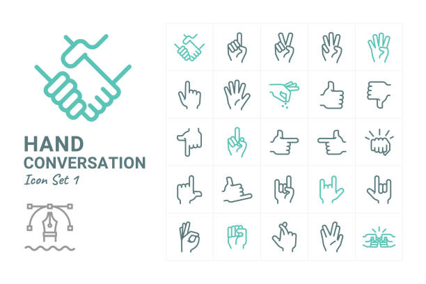 Hand Conversation Hand Conversation vector icon hand symbols stock illustrations