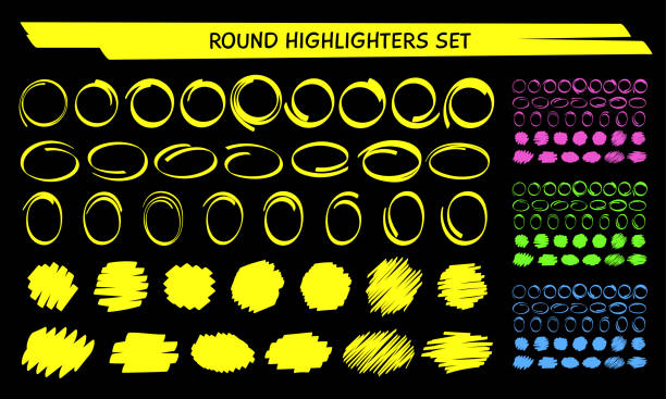 手描きハイライト マーカー サークル フレーム ベクトルを設定 - マーカー点のイラスト素材／クリップアート素材／マンガ素材／アイコン素材