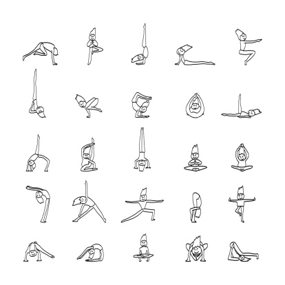 Hand Drawing Cartoon Yoga Stock Illustration - Download Image Now - iStock