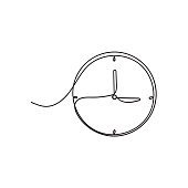 istock hand drawing continuous line doodle clock illustration 1310934615