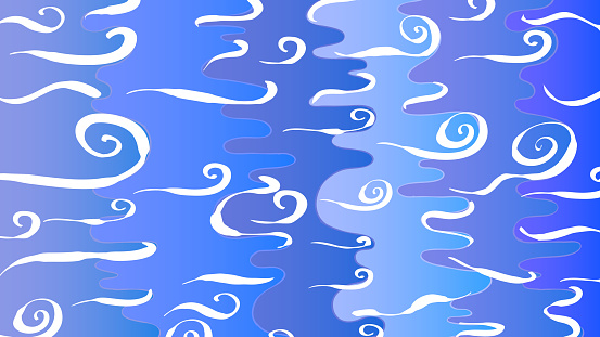 Hand drawn abstract patterns illustration - Windy sky concept.