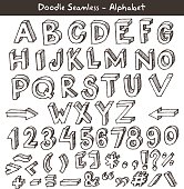 Image of hand drawn letters. Doodle style.