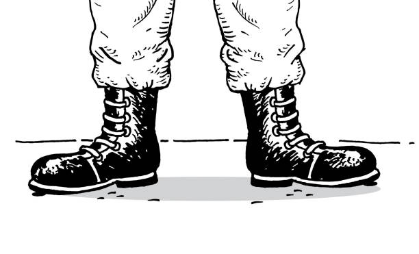 ilustraciones, imágenes clip art, dibujos animados e iconos de stock de botas del ejército dibujadas a mano - peloton