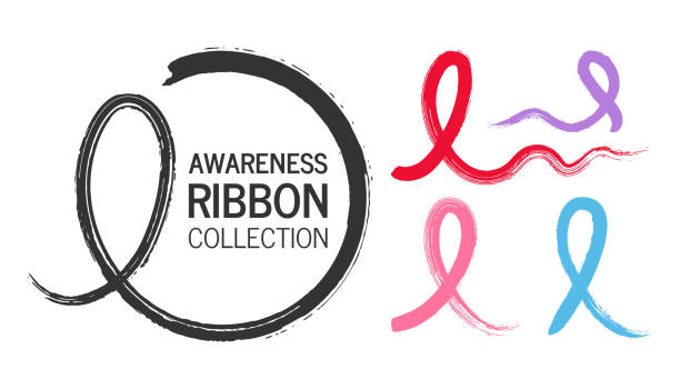 ilustrações de stock, clip art, desenhos animados e ícones de hand drawn awareness ribbons set. - cancer