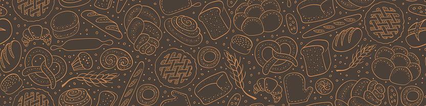 Hand drawn bakery seamless pattern