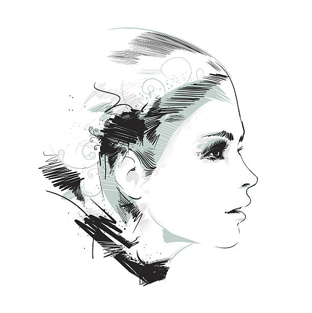 Profile drawing girl Face Illustrations