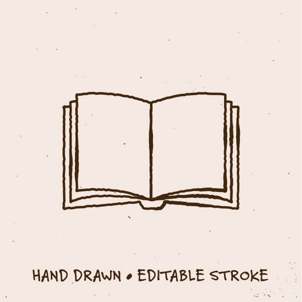 Hand Drawn Book Icon with Editable Stroke Sketchy Book Icon with Editable Stroke book drawings stock illustrations