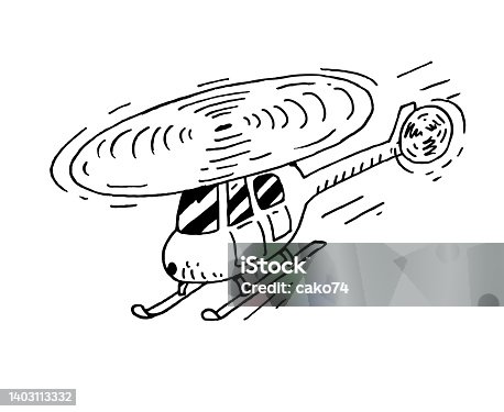istock Hand drawn cartoon helicopter 1403113332