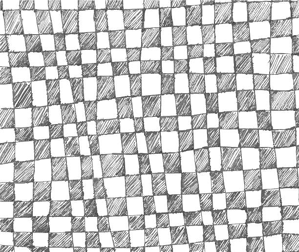 Hand drawn checkered pattern Vector hand drawn checkered pattern chess drawings stock illustrations