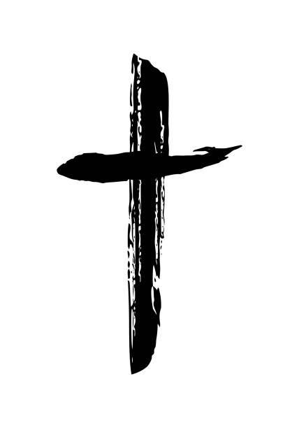 Hand drawn Christian cross symbol Hand drawn Christian cross symbol, hand painted with ink brush. Vector illustration religious cross patterns stock illustrations