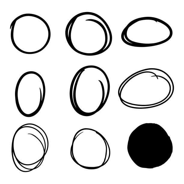 Hand Drawn Circle Brush Sketch Set Vector Design. Vector Illustration EPS 10 File. writing activity borders stock illustrations