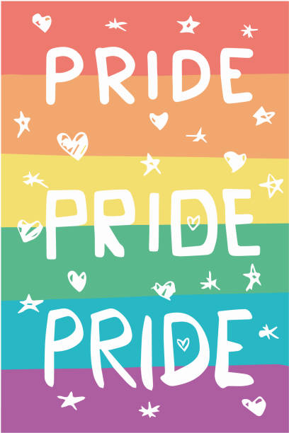 lgbtqia ręcznie rysowana kolorowa flaga dumy - progress pride flag stock illustrations