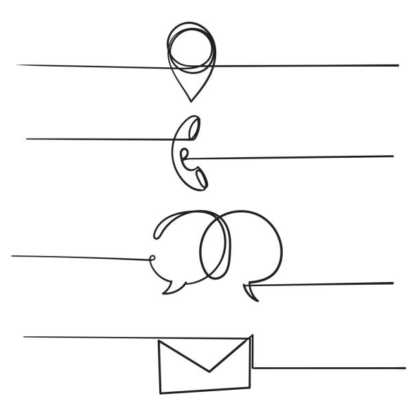 hand drawn Contact us symbols for Social Media network icon doodle vector hand drawn Contact us symbols for Social Media network icon doodle vector communication drawings stock illustrations
