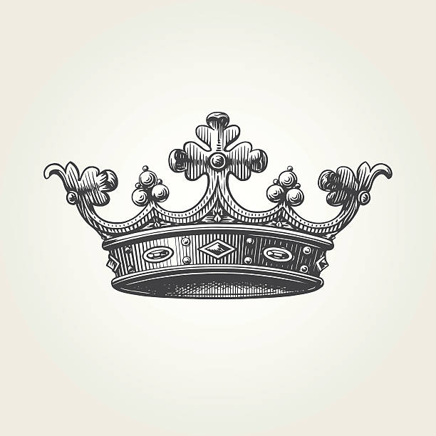 Hand drawn crown Vintage engraved illustration in vector headwear stock illustrations