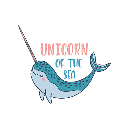 Hand Drawn Cute Funny Narwhal With Inspirational Quote ...