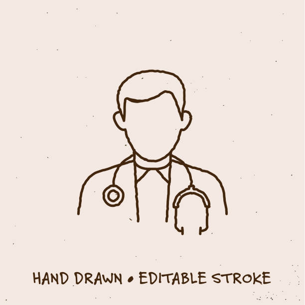 Hand Drawn Doctor Icon with Editable Stroke Sketchy Doctor Line Icon with Editable Stroke doctor drawings stock illustrations
