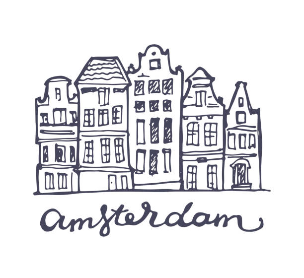 ilustrações de stock, clip art, desenhos animados e ícones de hand drawn doodle landscape - amsterdam - amsterdam street