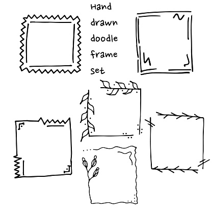 Hand Drawn Doodle Round And Square Vector Picture Border Frames Vintage Retro Sketch Frame Drawing Frame For Banner Picture And Photo Illustration Stock Illustration Download Image Now Istock,Samurai Fight Scene Drawing
