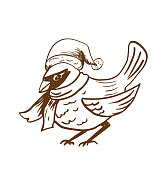 istock Hand Drawn Doodled Christmas Bird 1353310768
