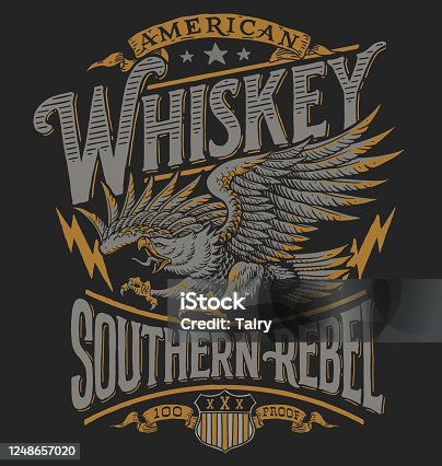 istock Hand drawn Eagle Whiskey label inspired T-shirt graphic 1248657020