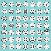 Professional set of 49 hand draw emoji icons ready to be used in any kind of design project. EPS 10 file.