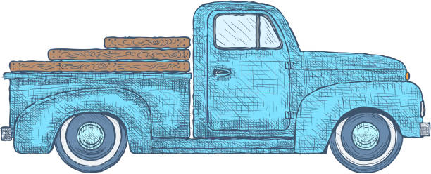 Classic Truck Poster And Emblem Illustrations Royalty Free