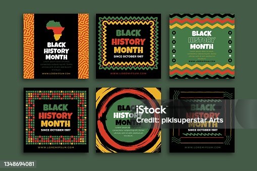 istock hand drawn flat black history month instagram posts collection vector design illustration 1348694081