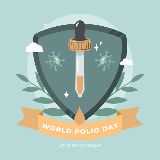 ilustraciones, imágenes clip art, dibujos animados e iconos de stock de ilustración plana dibujada a mano del día mundial de la poliomielitis ilustración vectorial - polio