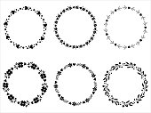 Big collection of circle cute hand drawn floral frames