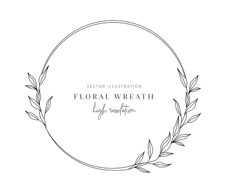 Floral wreath with leaves for wedding, Decorative element for design
A gorgeous leaves wreath that will look lovely on wedding invites, cards, and logos.