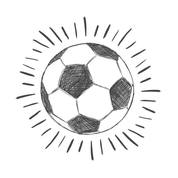 Hand drawn football, soccer ball sketch Hand drawn football, soccer ball sketch soccer drawings stock illustrations