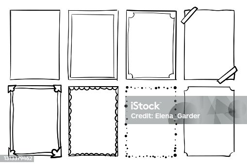 istock Hand drawn frames. Handdrawn scribble simple box. Vector empty drawing borders. 1313379462