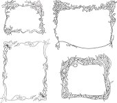 Set of different doodle frames.