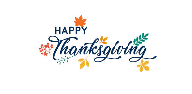 el çizilmiş happy thanksgiving tipografi posteri. - happy thanksgiving stock illustrations