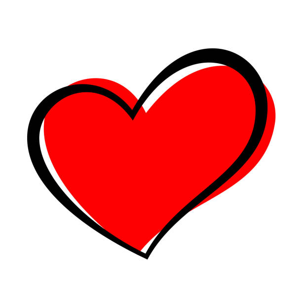 손으로 그린 심장 절연입니다. 사랑 개념에 대 한 디자인 요소입니다. 스케치 레드 심장 모양의 낙서 - 하트 모양 stock illustrations