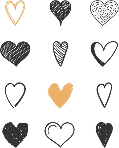 Hand Drawn Hearts Set of hand drawn hearts for Valentine's day, wedding and other events, vector eps10 illustration wedding drawings stock illustrations