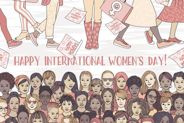 stockillustraties, clipart, cartoons en iconen met hand getrokken illustratie voor internationale vrouwendag - womens day poster