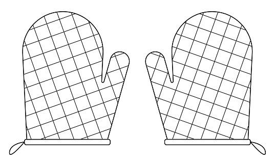 Hand drawn kitchen potholders. Hand protection when cooking in the oven. Doodle style. Vector