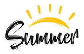 istock Hand drawn lettering composition of summer with a sun 962094846