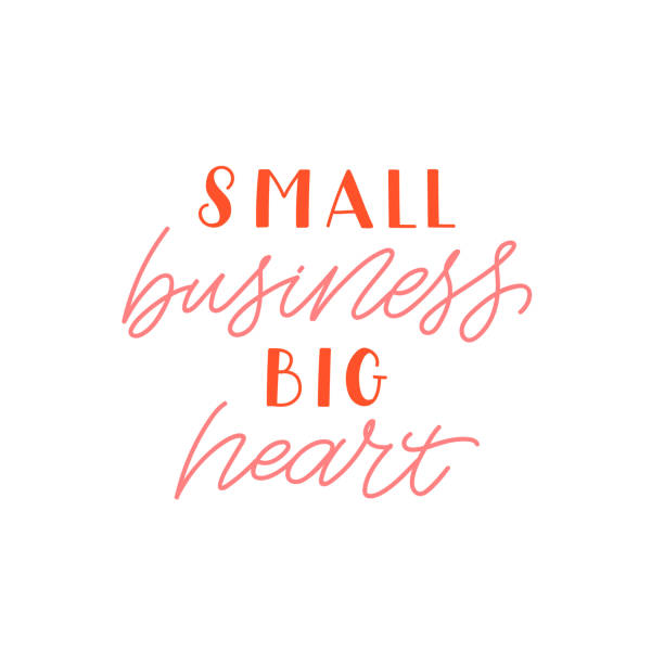 elle çizilmiş yazı alıntısı. yazıt: küçük işletme büyük kalp. tebrik kartları, posterler, t-shirt, afiş, baskı davetiyeleri için mükemmel bir tasarım. - small business saturday stock illustrations