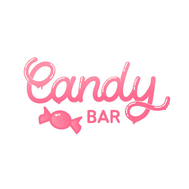 Hand drawn linear lettering logo. The inscription: Candy shop. Perfect design for logo, posters, banners, prints. Hand drawn linear lettering logo. The inscription: Candy shop. Perfect design for logo, posters, banners, prints. candy store stock illustrations