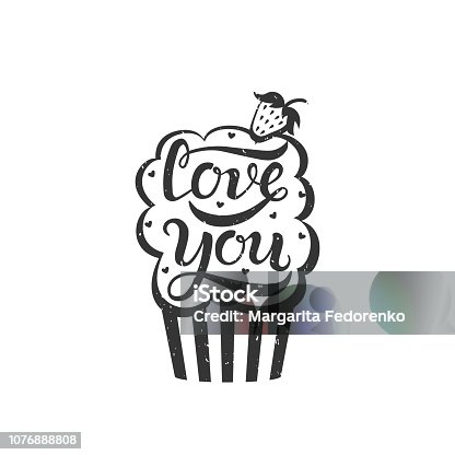 istock Hand drawn Love you typography lettering poster, isolated. Vector picture for greeting cards, Valentines'Day, Mother's Day, Woman's Day, wedding cards. T-shirt print, fabric print. 1076888808