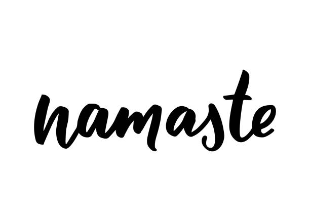 Hand drawn namaste card. Hello in hindi. Ink lettering background. Positive quote. Modern brush calligraphy. Hand drawn namaste card. Hello in hindi. Ink lettering background. Positive quote. Modern brush calligraphy. namaste greeting stock illustrations