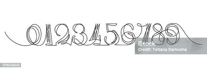 istock Hand drawn number symbols from 0 to 9 1296456655