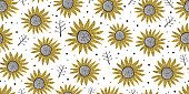 istock Hand drawn of abstract floral pattern. Seamless abstract floral pattern. Abstract sun flower pattern isolated on white background. 1272719953