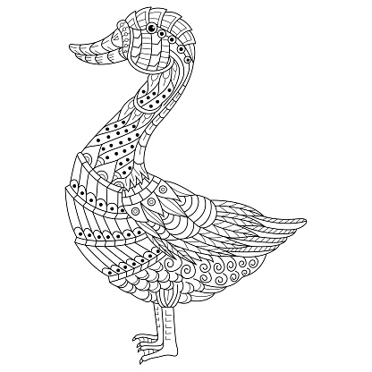 Hand drawn of goose in mandala style