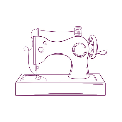 Hand drawn old sewing machine