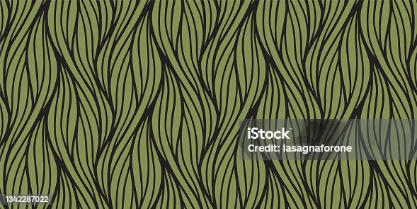 istock Hand Drawn Organic Growth Vine / Root / Hair - Seamless Vector Pattern 1342287022