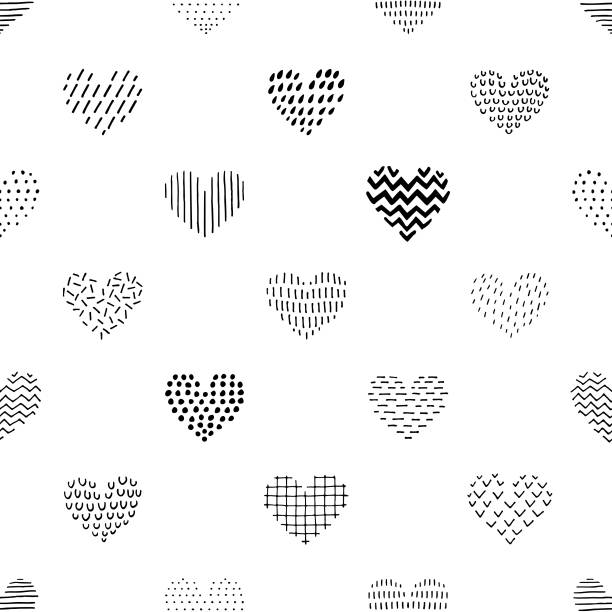 Black And White Heart Wallpaper Drawings Stock Photos, Pictures ...