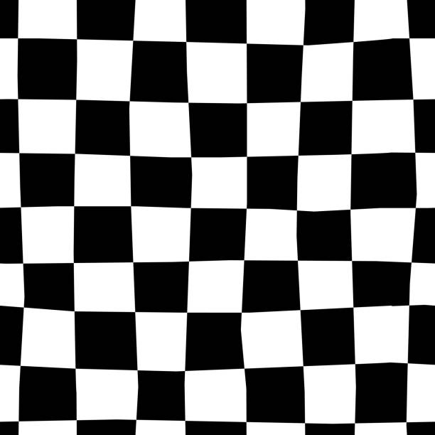 Hand drawn seamless pattern with chessboard. Black and white checkerboard. Print design for textile, fabric, wrapping paper. Chess background. Trendy vector illustration chess designs stock illustrations
